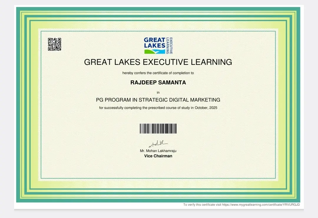 PGPSDM from Great Lakes University Certificate